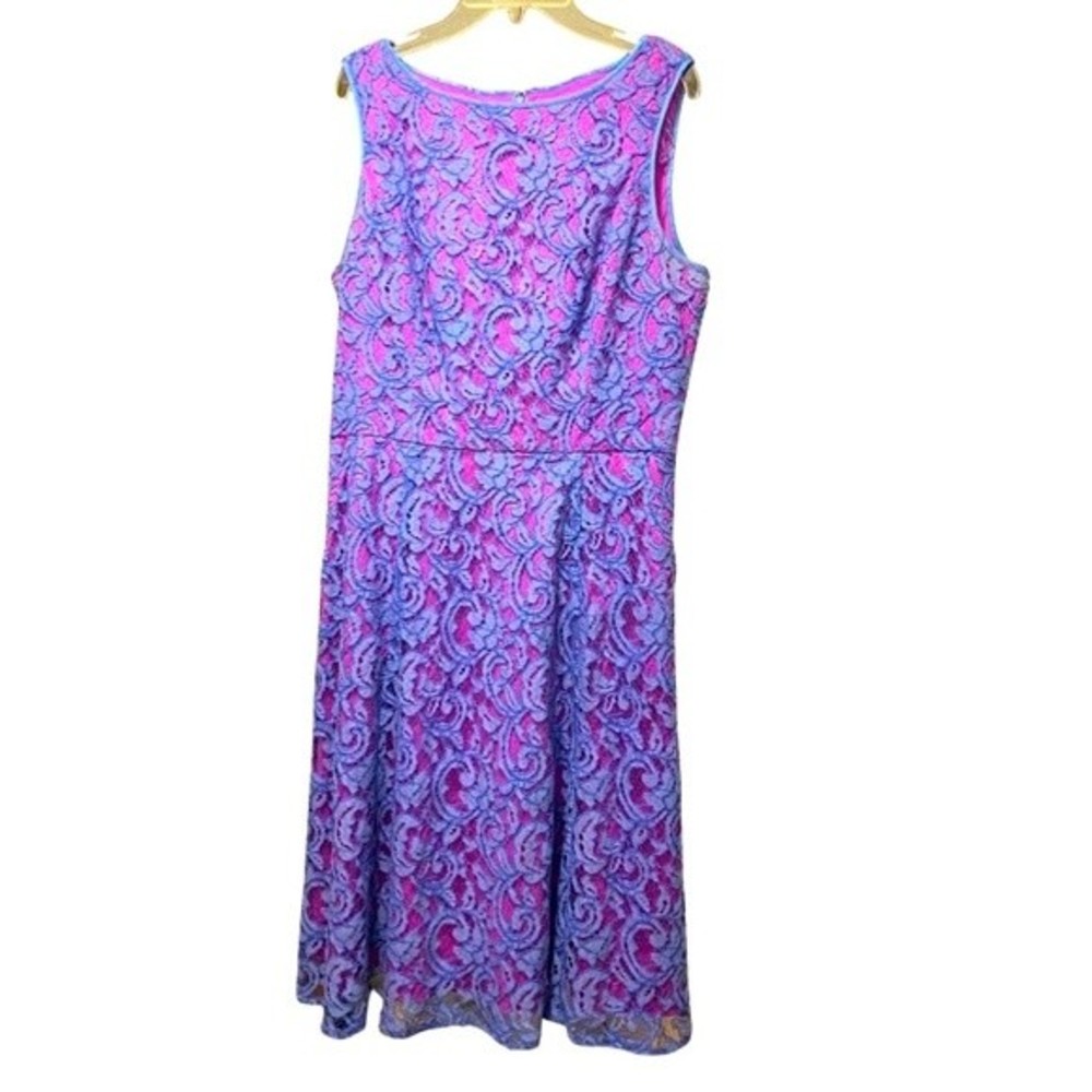 Adrianna Papell Pink and Blue Lace Dress